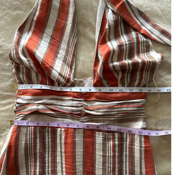 DISSH Stevie Linen Blend Striped Halter Dress 4 - Picture 6 of 10